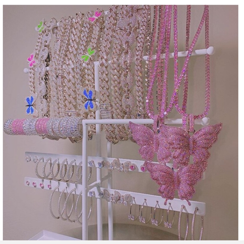 CZ Pink Tennis Chain Baby Butterfly Charmed Choker - Picture 7 of 8